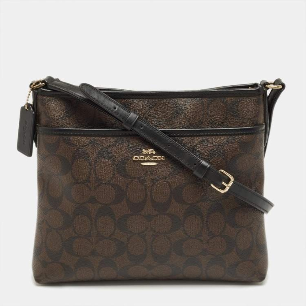 Coach Signature File Brown Crossbody Bag